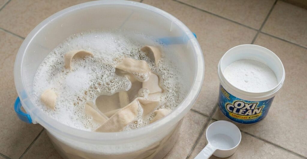 トートバッグをオキシクリーン漬けする