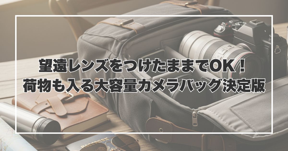 望遠レンズをつけたままでOK！荷物も入る大容量カメラバッグ決定版