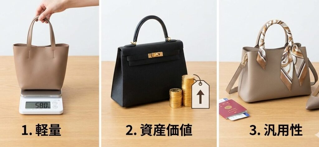 1軽量2資産価値3汎用性を説明する画像